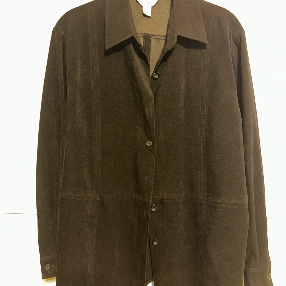 Talbots Womens Black Suede Shirt Jacket